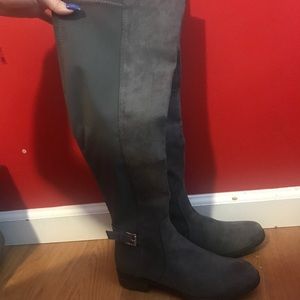 Gray suede boots